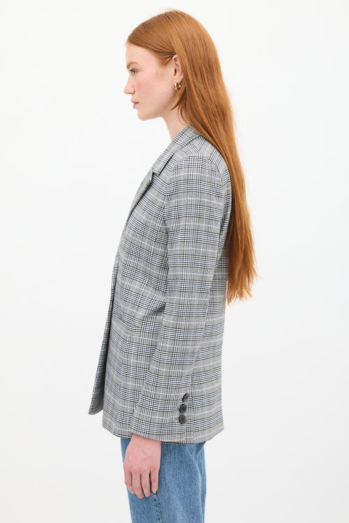 Anine Bing Black 
Multicolour Check Madeleine Blazer