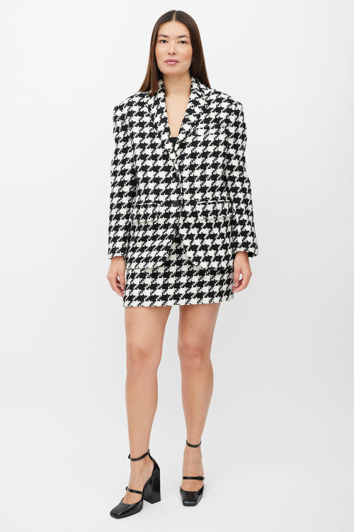 Anine Bing Black 
White Woven Houndstooth Co-Ord Set