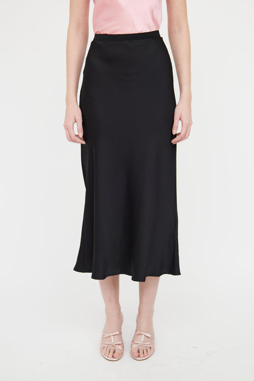 Anine Bing Black Silk Black Bar Skirt