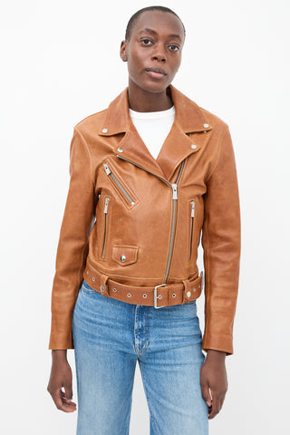 Anine Bing Brown Leather Biker Jacket