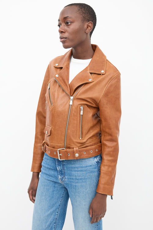 Anine Bing Brown Leather Biker Jacket