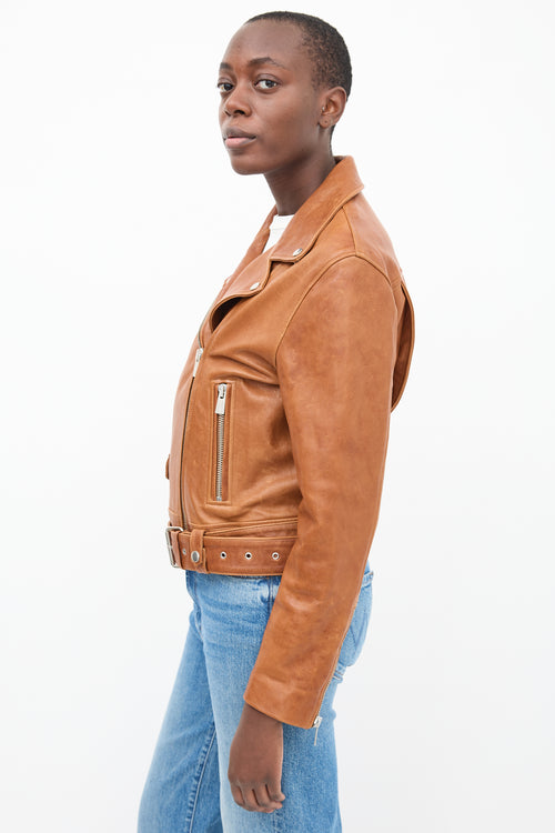 Anine Bing Brown Leather Biker Jacket