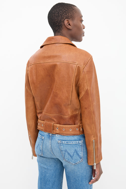 Anine Bing Brown Leather Biker Jacket