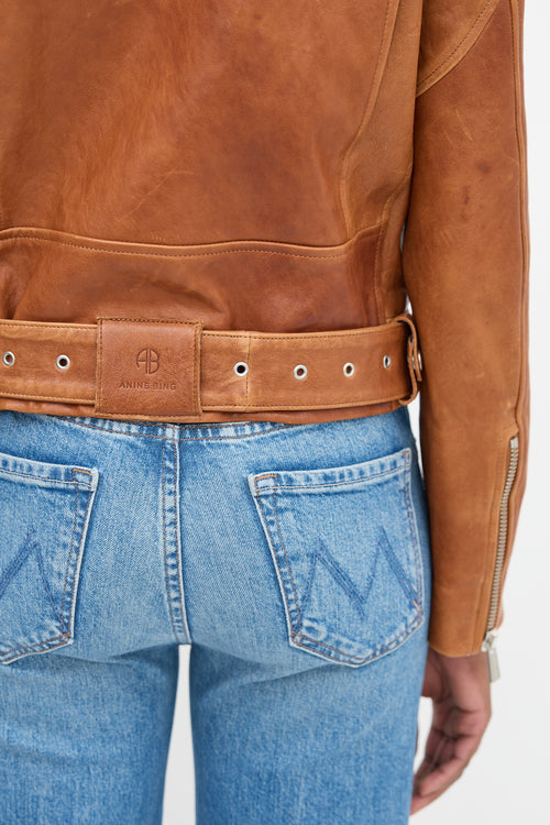 Anine Bing Brown Leather Biker Jacket