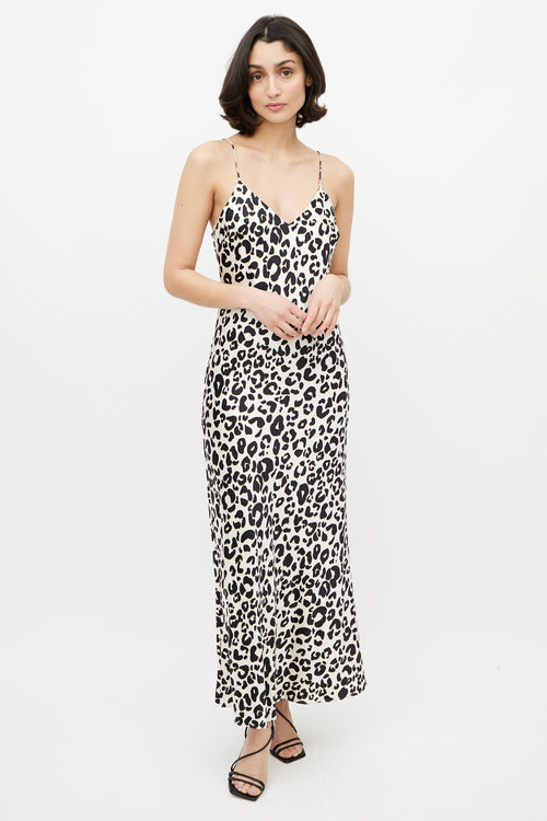 Anine Bing Cream 
Black Silk Printed Maxi Dress