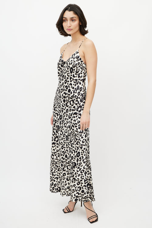 Anine Bing Cream 
Black Silk Printed Maxi Dress