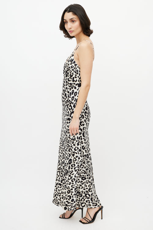 Anine Bing Cream 
Black Silk Printed Maxi Dress