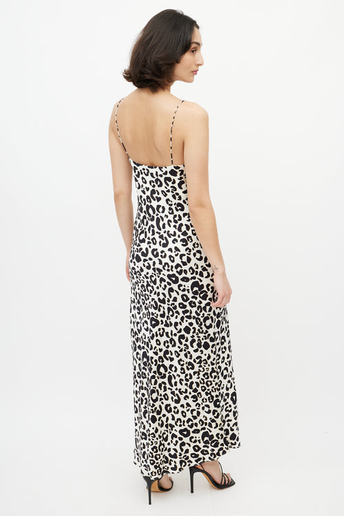 Anine Bing Cream 
Black Silk Printed Maxi Dress