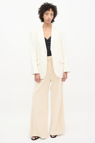 Anine Bing Cream Linen Quinn Oversized Blazer