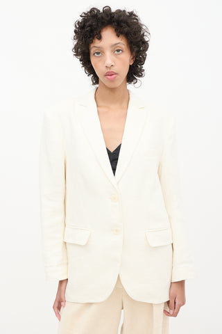 Anine Bing Cream Linen Quinn Oversized Blazer