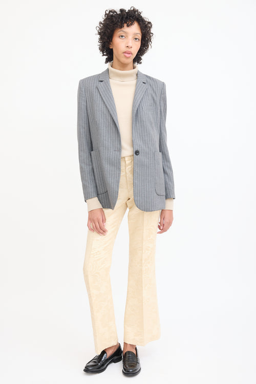 Anine Bing Grey 
White Pinstripe Blazer