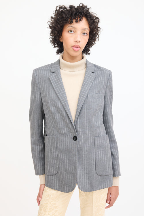 Anine Bing Grey 
White Pinstripe Blazer