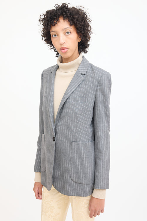 Anine Bing Grey 
White Pinstripe Blazer