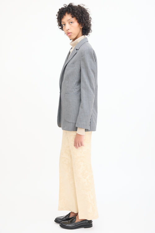 Anine Bing Grey 
White Pinstripe Blazer