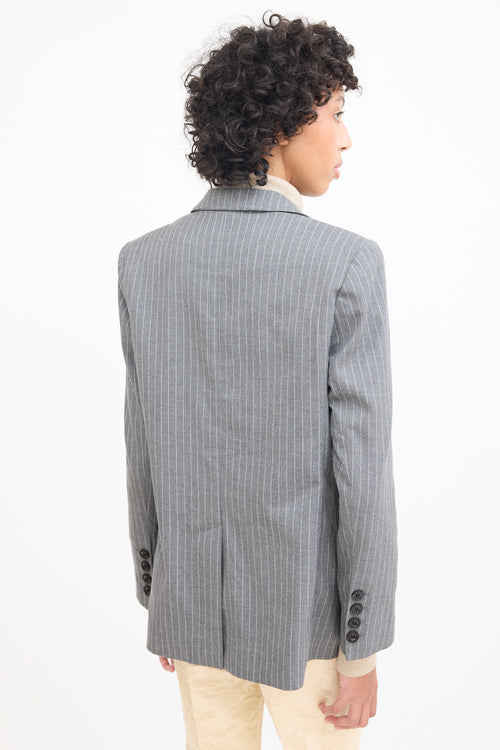 Anine Bing Grey 
White Pinstripe Blazer