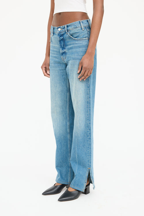 Anine Bing Medium Wash Straight Slit Jean