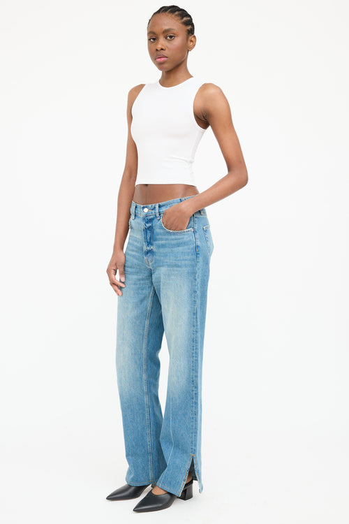 Anine Bing Medium Wash Straight Slit Jean