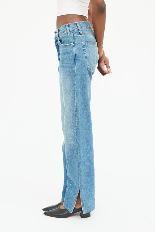 Anine Bing Medium Wash Straight Slit Jean