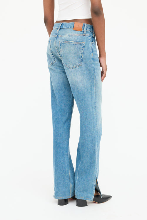 Anine Bing Medium Wash Straight Slit Jean