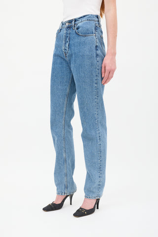 Anine Bing Medium Wash High Waisted Straight Leg Jeans