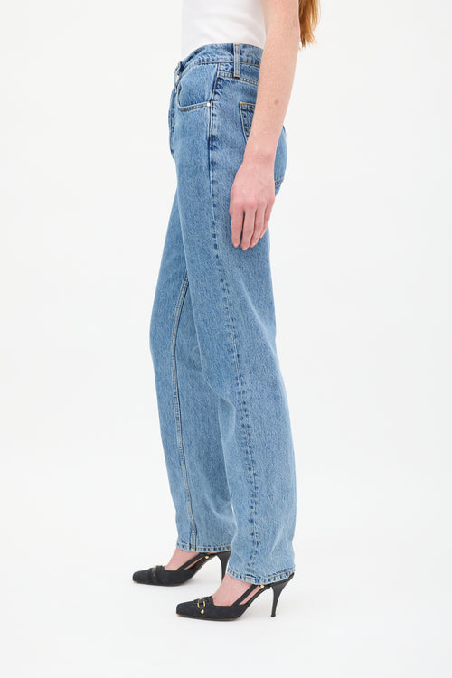 Anine Bing Medium Wash High Waisted Straight Leg Jeans