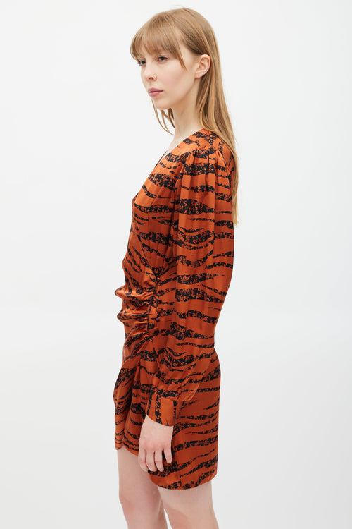 Anine Bing Orange 
Black Wrap Dress