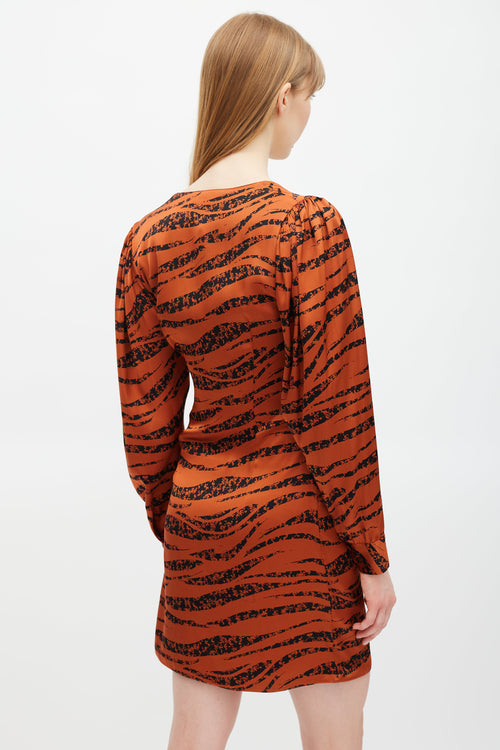 Anine Bing Orange 
Black Wrap Dress