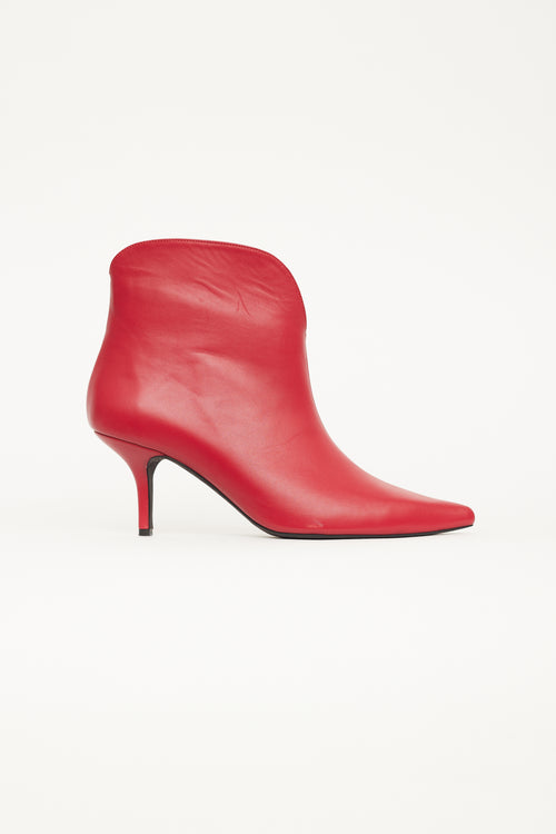 Anine Bing Red Leather Annabelle Ankle Boot