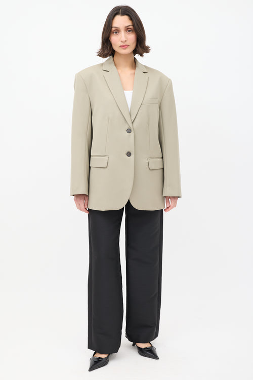 Anine Bing Sage Green Wool Three Pocket Blazer