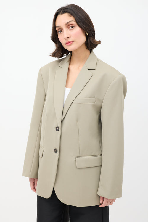 Anine Bing Sage Green Wool Three Pocket Blazer