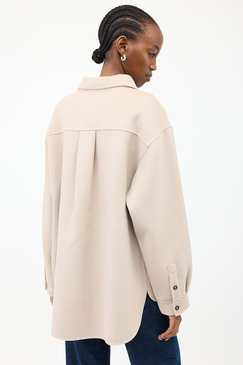 Anine Bing Taupe Wool 
Cashmere Over Shirt