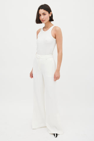 Anine Bing White Wide Flared Split Trouser