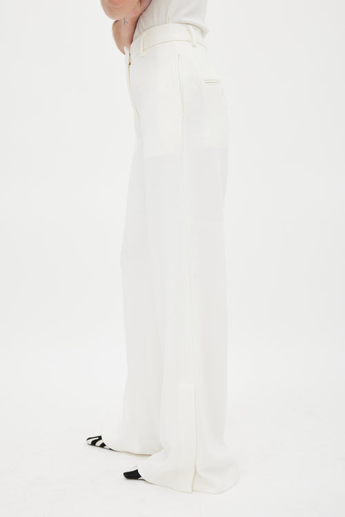 Anine Bing White Wide Flared Split Trouser