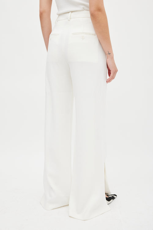 Anine Bing White Wide Flared Split Trouser