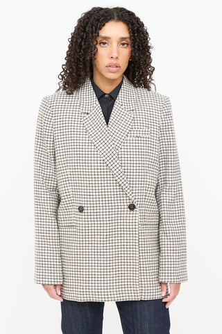 Anine Bing Plaid Double Breasted Blazer