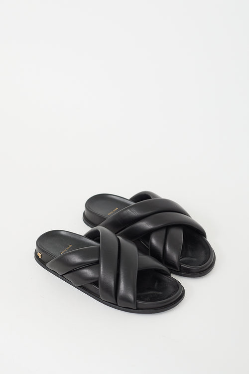 Anine Bing Black Leather Lizzie Slide