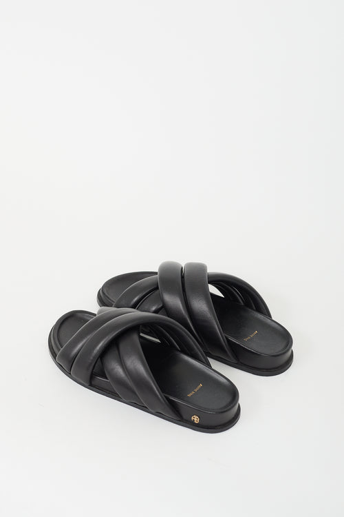 Anine Bing Black Leather Lizzie Slide