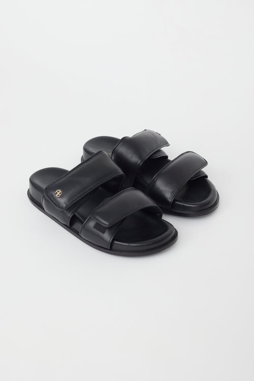 Anine Bing Black Padded Leather Slide