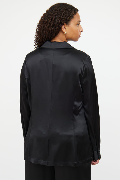 Anine Bing Black Silk Satin Blazer