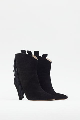 Anine Bing Black Suede Fringe Boot