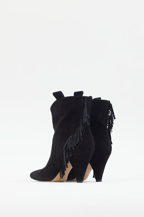 Anine Bing Black Suede Fringe Boot