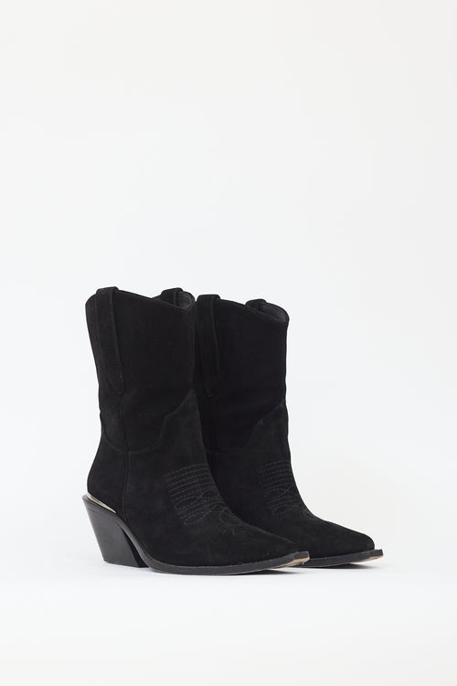 Anine Bing Black Suede Mid Tania Boot