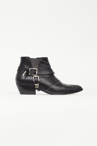 Anine Bing Black Leather Studded Bianca Ankle Boot