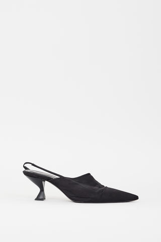 Anine Bing Black Satin Pointed Toe Sierra Pump