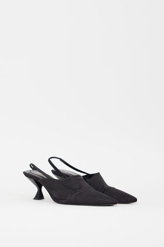 Anine Bing Black Satin Pointed Toe Sierra Pump