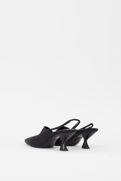 Anine Bing Black Satin Pointed Toe Sierra Pump