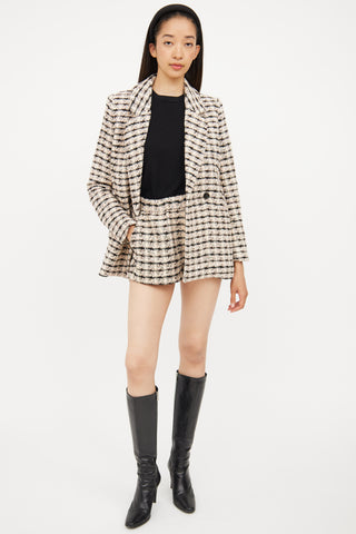 Anine Bing Pink, Black 
Silver Tweed Blazer 
Short Set