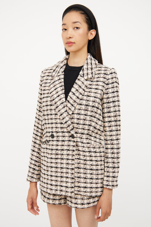 Anine Bing Pink, Black 
Silver Tweed Blazer 
Short Set