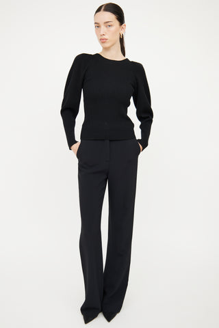 Anine Bing Black Wool Ribbed Knit Sweater