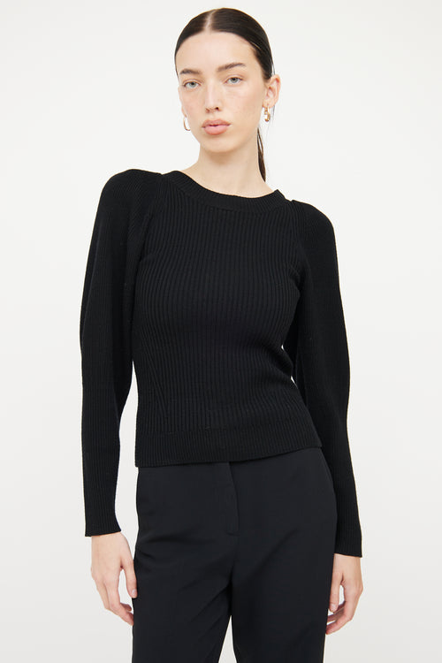 Anine Bing Black Wool Ribbed Knit Sweater